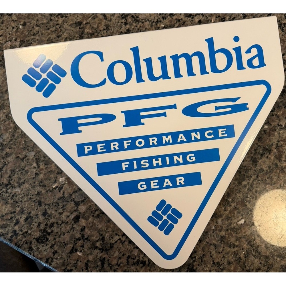 Enamel Sign Columbia PFG Retail Signage Performance Fishing Gear Slat‎ Wall